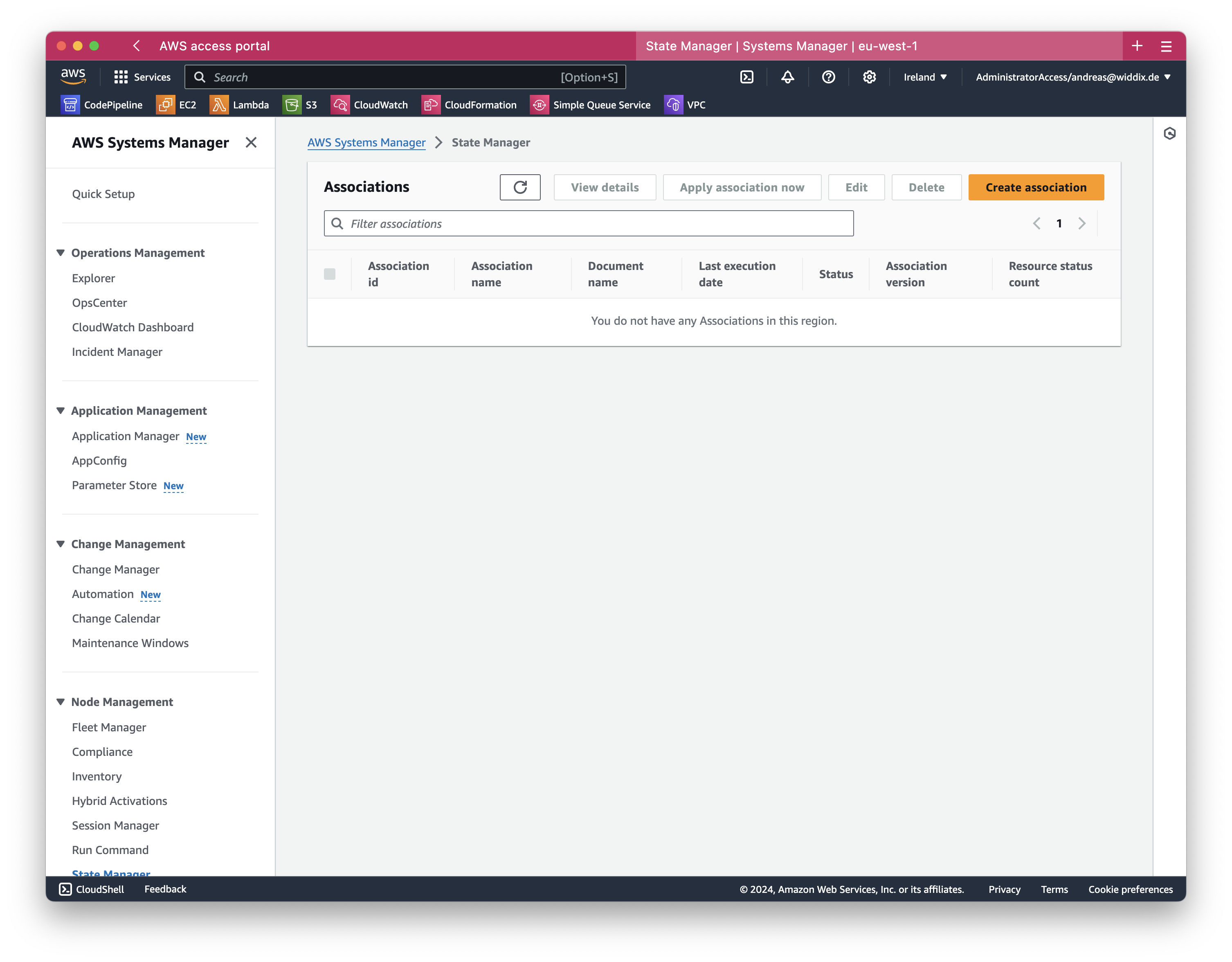 Configuring AWS Systems Manager State Manager: Step 1