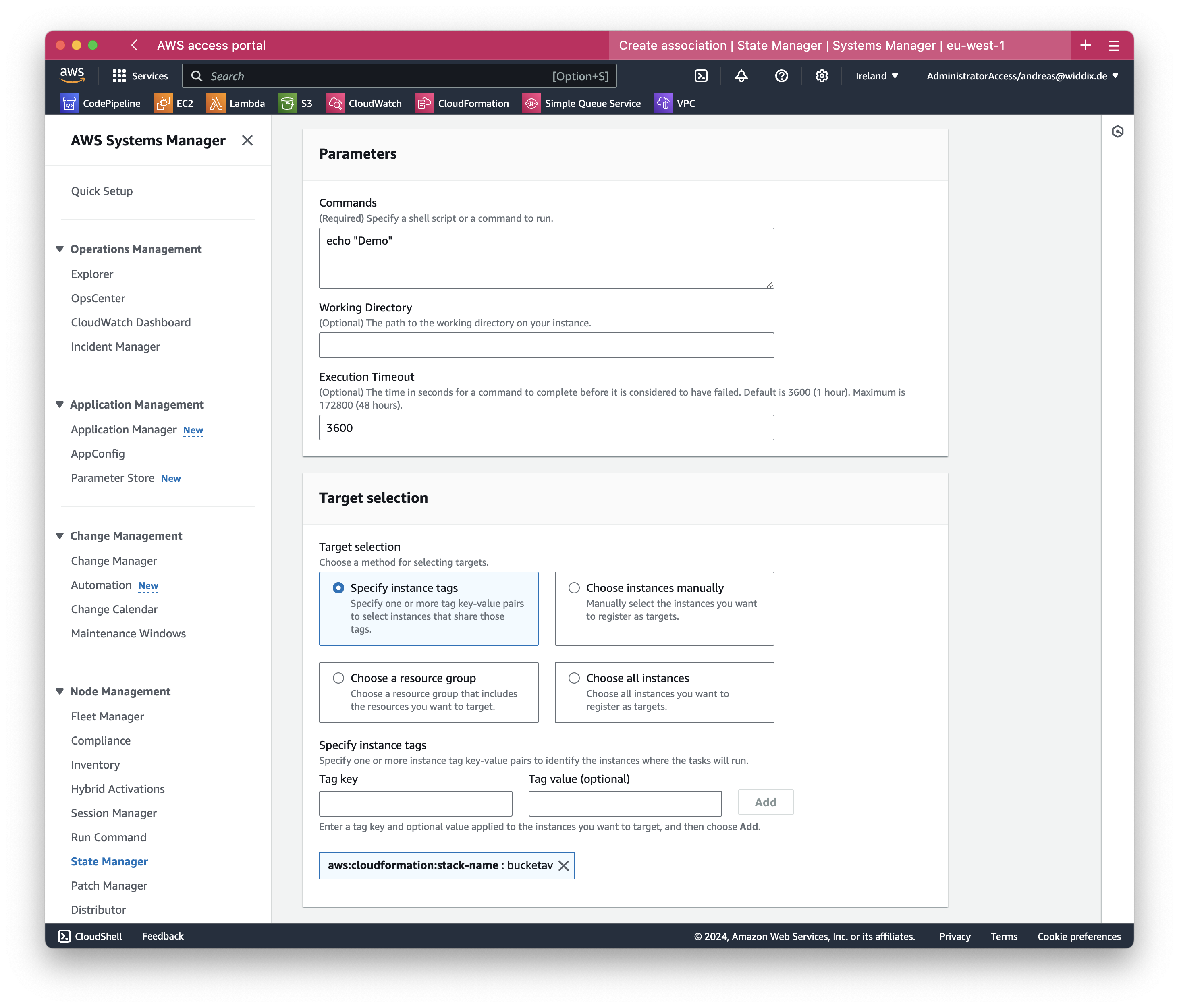 Configuring AWS Systems Manager State Manager: Step 3